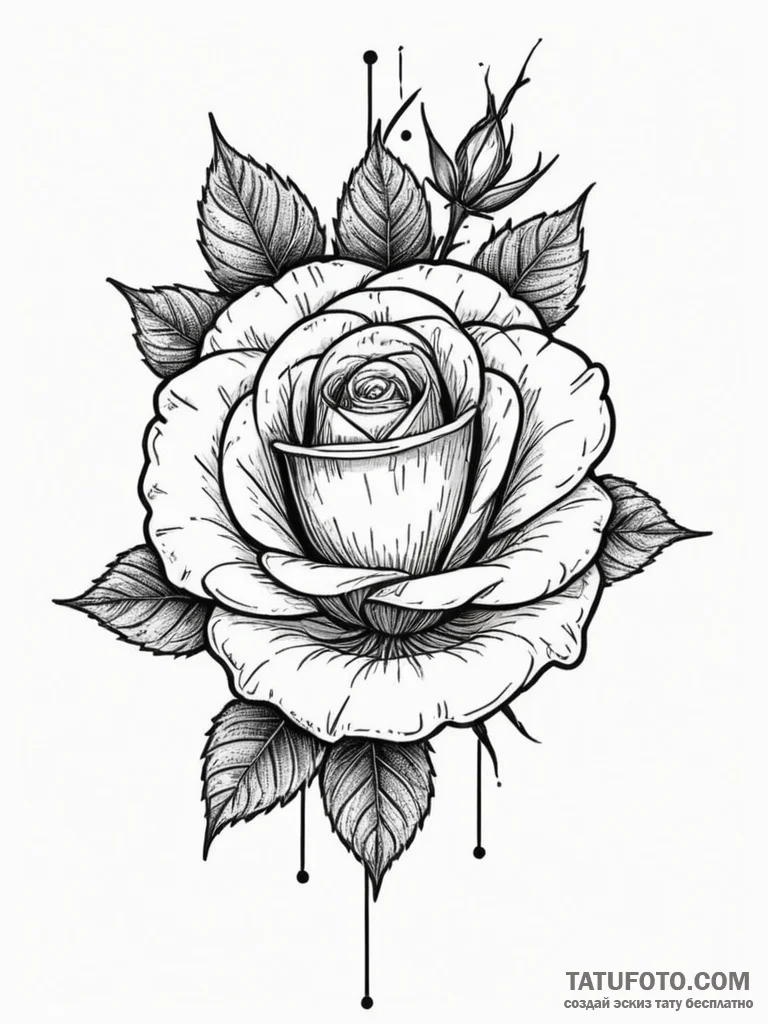 Tattoo design a single, resilient rose with t... - эскиз тату (№1754996296_0, 12.08.2025 10:58) — Tatufoto.com
