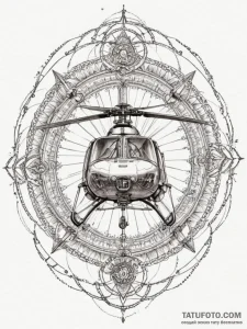 A detailed shot of a helicopter's rotor blade... - эскиз тату (№1754997711_0, 12.08.2025 11:21) — Tatufoto.com
