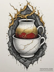 Kintsugi (the art of repairing pottery with g... - эскиз тату (№1754998530_0, 12.08.2025 11:35) — Tatufoto.com