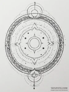 Tattoo design a circle enclosing a celestial... - эскиз тату (№1754999730_0, 12.08.2025 11:55) — Tatufoto.com