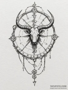 Tattoo sketch a zodiac glyph with a small, el... - эскиз тату (№1755000531_0, 12.08.2025 12:08) — Tatufoto.com