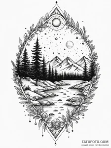 Nature & landscapes, tattoo flash sheet desig... - эскиз тату (№1755001333_0, 12.08.2025 12:22) — Tatufoto.com