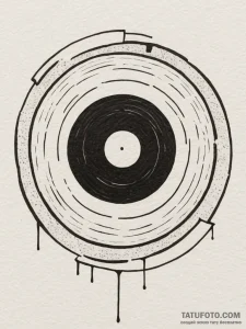 A close-up of the grooves and texture of a vi... - эскиз тату (№1755005952_0, 12.08.2025 13:39) — Tatufoto.com