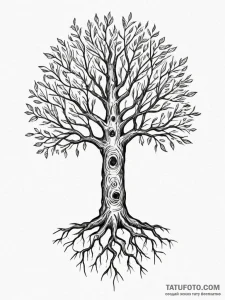 Tattoo sketch a tree with roots wrapping arou... - эскиз тату (№1755007151_0, 12.08.2025 13:59) — Tatufoto.com