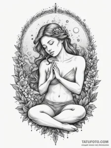 Tattoo sketch: a lunitsa protecting a sleepin... - эскиз тату (№1755007749_0, 12.08.2025 14:09) — Tatufoto.com