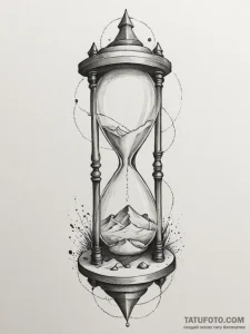 Tattoo design a stylized hourglass with sand... - эскиз тату (№1755009347_0, 12.08.2025 14:35) — Tatufoto.com