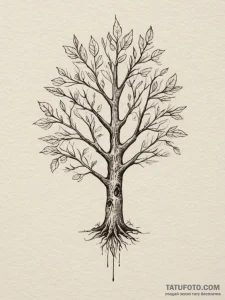 Tattoo sketch a tree with leaves for each sea... - эскиз тату (№1755010143_0, 12.08.2025 14:49) — Tatufoto.com
