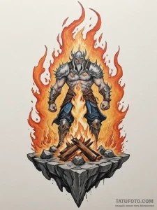 Tattoo sketch: a scene of svarog's forge, wit... - эскиз тату (№1755010764_0, 12.08.2025 14:59) — Tatufoto.com