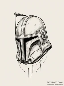 Tattoo sketch a stylized bounty hunter's helm... - эскиз тату (№1755011573_0, 12.08.2025 15:12) — Tatufoto.com