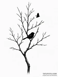 Tattoo design a silhouette of a tree branch w... - эскиз тату (№1755014761_0, 12.08.2025 16:06) — Tatufoto.com