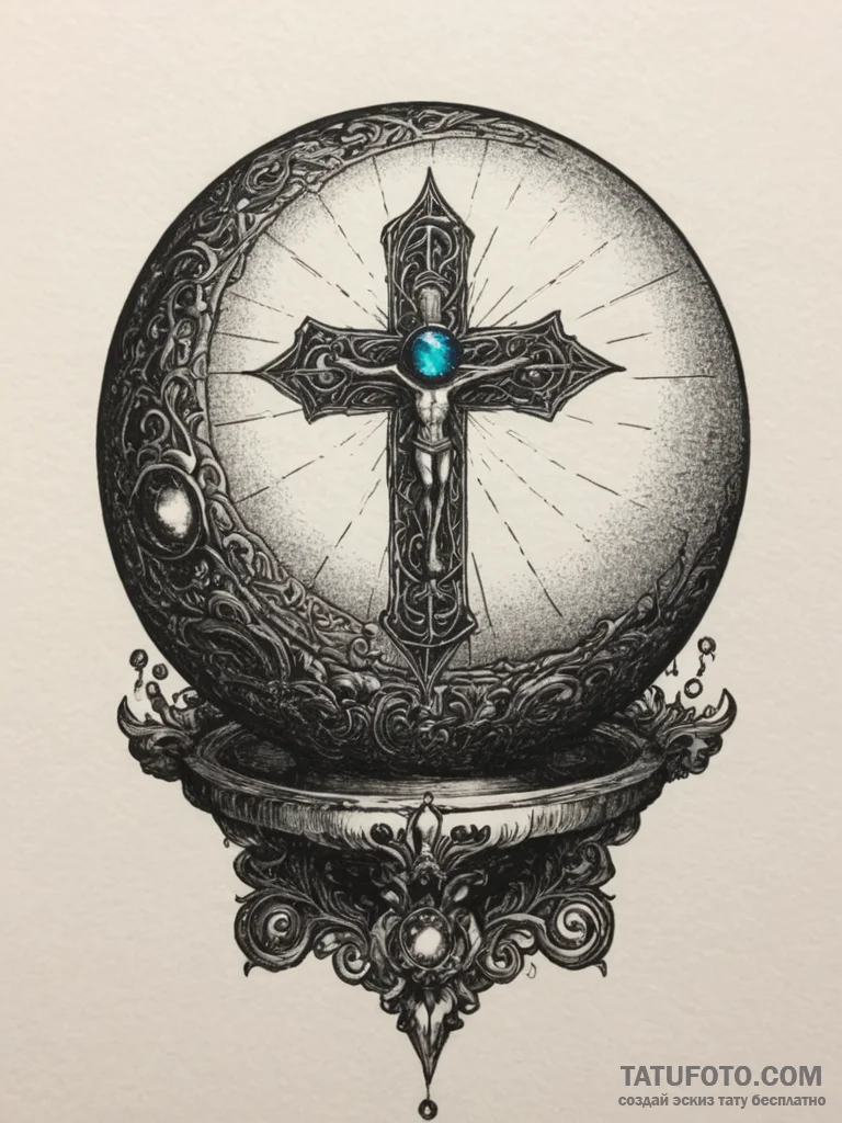 Crystal ball showing a vision, artistic tatto... - эскиз тату (№1755015352_0, 12.08.2025 16:15) — Tatufoto.com