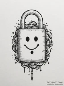 Tattoo sketch a 'lock' emoji on one, a 'key'... - эскиз тату (№1755015549_0, 12.08.2025 16:19) — Tatufoto.com