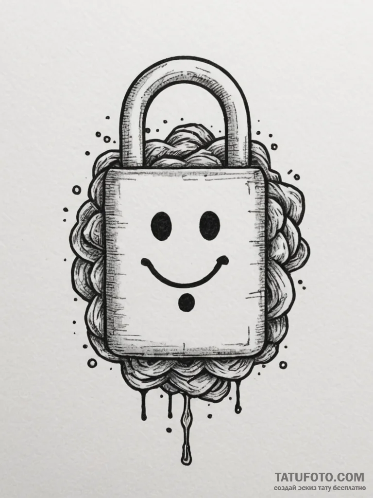 Tattoo sketch a 'lock' emoji on one, a 'key'... - эскиз тату (№1755015549_0, 12.08.2025 16:19) — Tatufoto.com