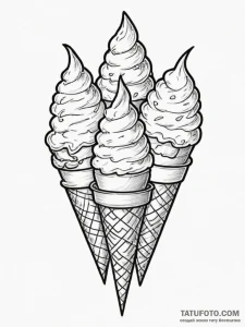 Tattoo design 'ice cream cone' on one, 'scoop... - эскиз тату (№1755016540_0, 12.08.2025 16:35) — Tatufoto.com