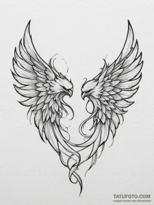 Tattoo sketch a pair of wings, one on each pe... - эскиз тату (№1755017135_0, 12.08.2025 16:45) — Tatufoto.com