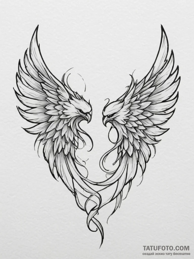 Tattoo sketch a pair of wings, one on each pe... - эскиз тату (№1755017135_0, 12.08.2025 16:45) — Tatufoto.com