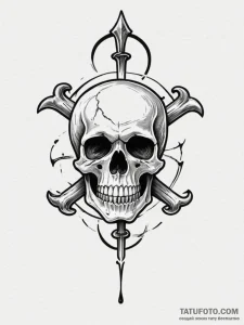 Tattoo sketch a "first kill" icon with a skul... - эскиз тату (№1755018531_0, 12.08.2025 17:08) — Tatufoto.com