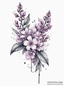 Lilac, tattoo sketch design, black outline on... - эскиз тату (№1755018730_0, 12.08.2025 17:12) — Tatufoto.com