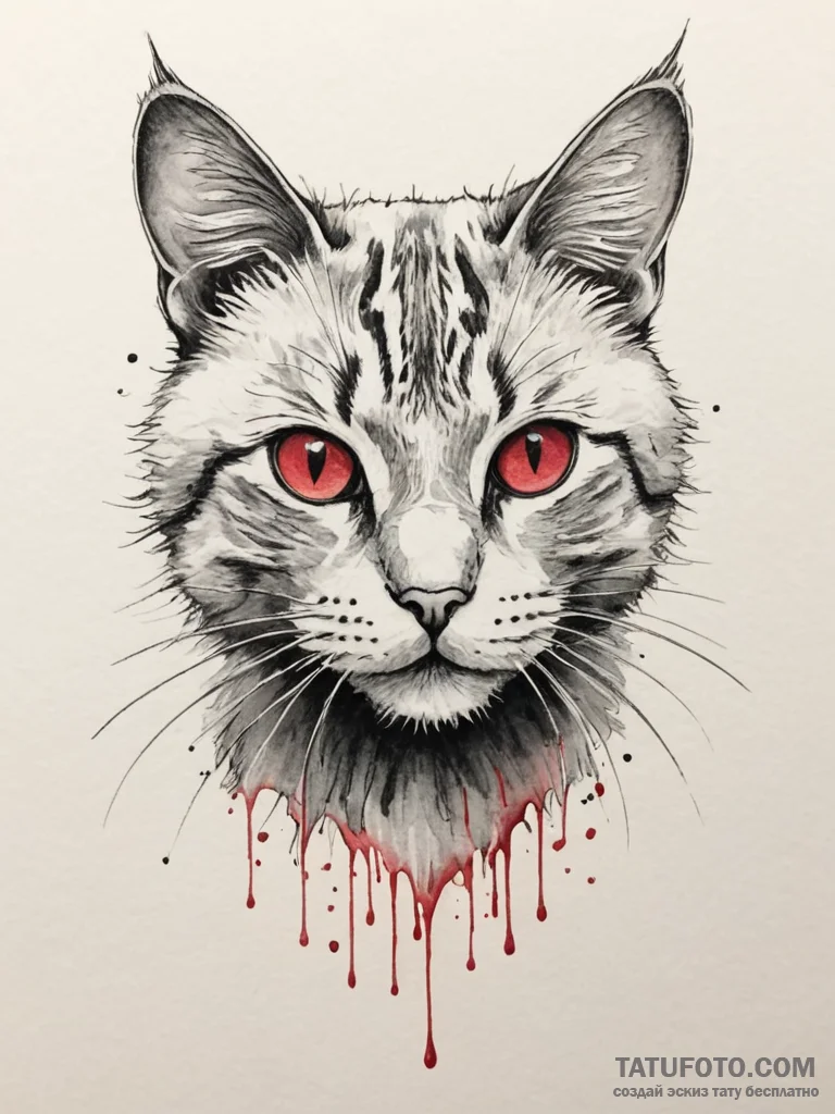 A close-up of a cat's whiskers., artistic tat... - эскиз тату (№1755018929_0, 12.08.2025 17:15) — Tatufoto.com