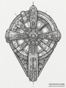 The millennium falcon blueprint, tattoo line... - эскиз тату (№1755019726_0, 12.08.2025 17:28) — Tatufoto.com
