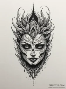 Tattoo sketch: a dark, smoky depiction of the... - эскиз тату (№1755020936_0, 12.08.2025 17:48) — Tatufoto.com