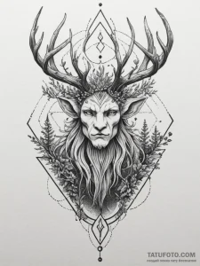 Leshy (forest spirit), tattoo flash sheet des... - эскиз тату (№1755021334_0, 12.08.2025 17:55) — Tatufoto.com