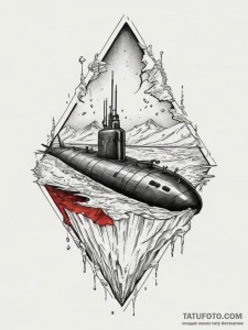 A submarine surfacing in the arctic, breaking... - эскиз тату (№1755022344_0, 12.08.2025 18:12) — Tatufoto.com