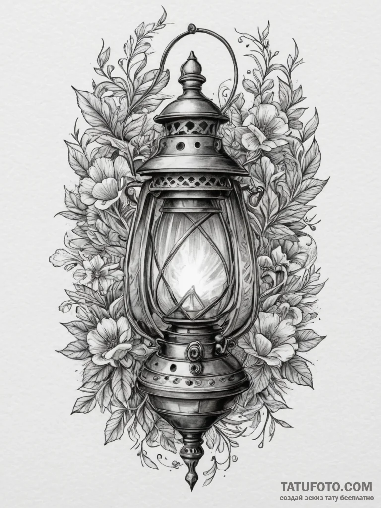 Tattoo design a fantasy adventurer's lantern... - эскиз тату (№1755022546_0, 12.08.2025 18:15) — Tatufoto.com