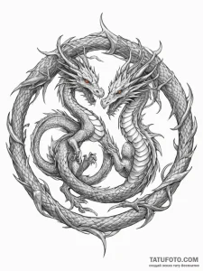 Tattoo sketch a pair of dragons, their bodies... - эскиз тату (№1755023567_0, 12.08.2025 18:32) — Tatufoto.com