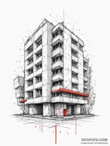 The stark, brutalist architecture of a govern... - эскиз тату (№1755025563_0, 12.08.2025 19:06) — Tatufoto.com