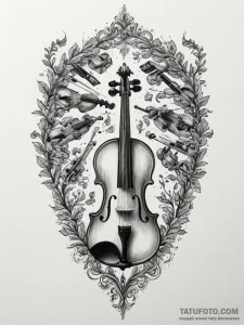 The inside of a luthier's workshop, with viol... - эскиз тату (№1755026163_0, 12.08.2025 19:16) — Tatufoto.com