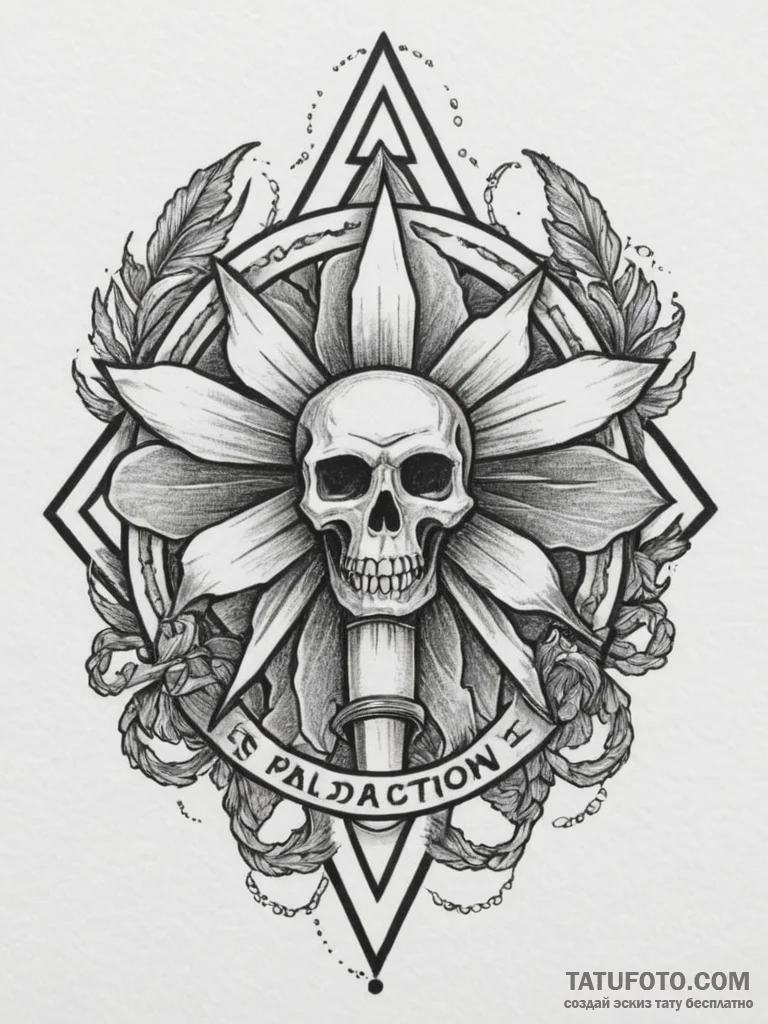 The radiation symbol, ink illustration for ta... - эскиз тату (№1755026766_0, 12.08.2025 19:26) — Tatufoto.com