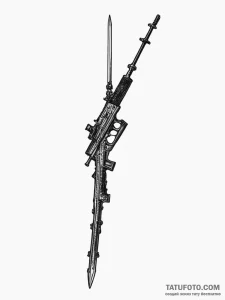 Tattoo sketch a stylized bayonet attached to... - эскиз тату (№1755027166_0, 12.08.2025 19:32) — Tatufoto.com