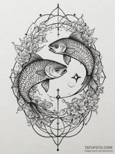 Tattoo design pisces fish in an abstract, ove... - эскиз тату (№1755028167_0, 12.08.2025 19:49) — Tatufoto.com