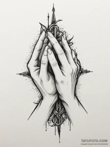 Tattoo design a minimalist tattoo of hands cl... - эскиз тату (№1755028969_0, 12.08.2025 20:02) — Tatufoto.com