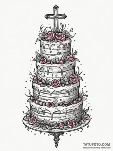 A close-up of the intricate icing on a weddin... - эскиз тату (№1755029170_0, 12.08.2025 20:06) — Tatufoto.com