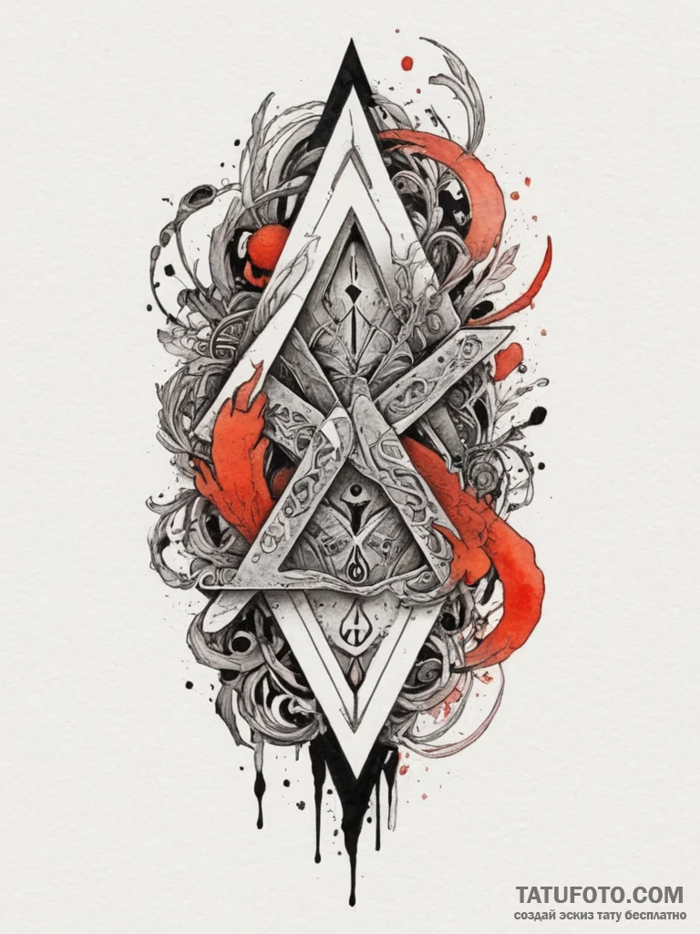 120. tattoo sketch: watercolor "oud" rune in... - эскиз тату (№1755030383_0, 12.08.2025 20:26) — Tatufoto.com