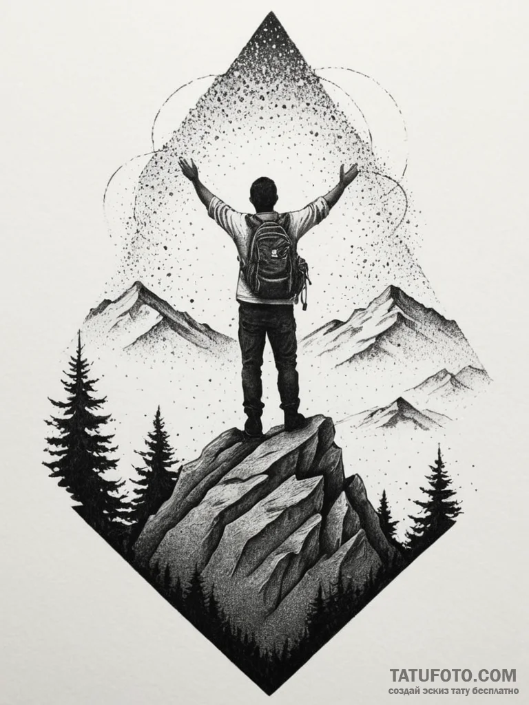 Tattoo design a silhouette of a man conquerin... - эскиз тату (№1755030986_0, 12.08.2025 20:36) — Tatufoto.com
