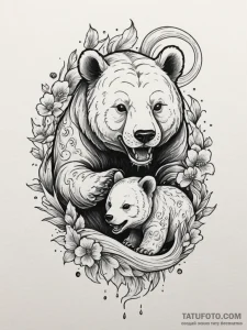 Tattoo sketch a "mama bear" or "papa bear" wi... - эскиз тату (№1755033623_0, 12.08.2025 21:20) — Tatufoto.com