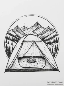 The view from inside a tent, looking out at a... - эскиз тату (№1755034640_0, 12.08.2025 21:37) — Tatufoto.com