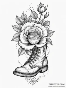 Tattoo design a weathered combat boot with de... - эскиз тату (№1755035242_0, 12.08.2025 21:47) — Tatufoto.com