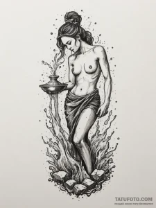 Tattoo sketch aquarius's water-bearer, a myth... - эскиз тату (№1755035445_0, 12.08.2025 21:50) — Tatufoto.com