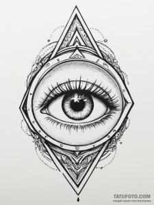 Tattoo sketch a cosmic eye, symbolizing vigil... - эскиз тату (№1755037251_0, 12.08.2025 22:20) — Tatufoto.com