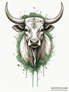 Tattoo design a serene taurus bull, with eart... - эскиз тату (№1755037650_0, 12.08.2025 22:27) — Tatufoto.com