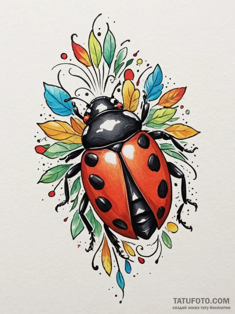 Tattoo design a delicate ladybug, bringing go... - эскиз тату (№1755037851_0, 12.08.2025 22:30) — Tatufoto.com