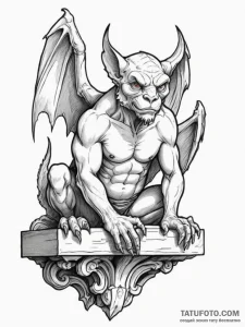 Gargoyle on a ledge (is there, but can be a c... - эскиз тату (№1755038260_0, 12.08.2025 22:37) — Tatufoto.com