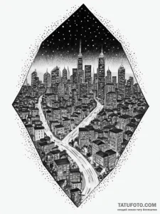 A blurred, abstract photo of city lights at n... - эскиз тату (№1755039062_0, 12.08.2025 22:51) — Tatufoto.com