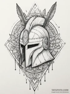 A spartan helmet with an arrow in it (is ther... - эскиз тату (№1755039862_0, 12.08.2025 23:04) — Tatufoto.com