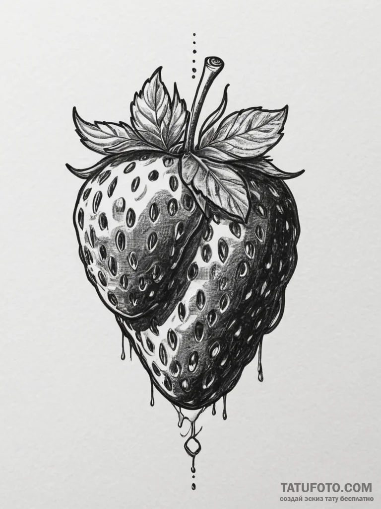 Tattoo sketch a ‘strawberry’ on one, ‘chocola… — эскиз тату (№1755040880_0, 12.08.2025 23:21) — Tatufoto.com