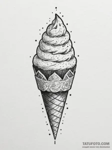 Tattoo design 'ice cream cone' on one, 'scoop... - эскиз тату (№1755043327_0, 13.08.2025 00:02) — Tatufoto.com